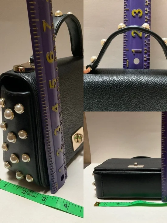 Kate Spade Pearl-Stud Chain Black Crossbody Bag Serrano Place Pearl Maisie MINI - Picture 5 of 14